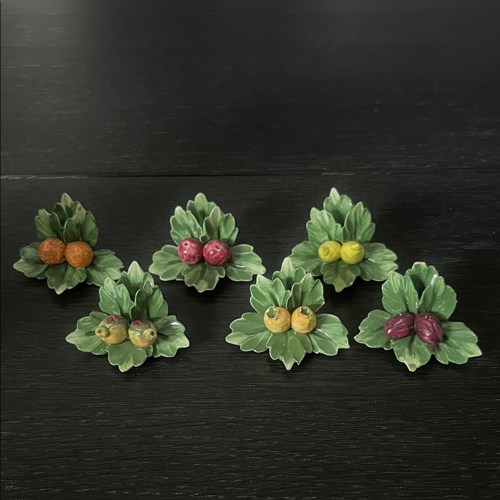 6 Antique Vintage Capodimonte Place Card Holders Hand Crafted in Italy